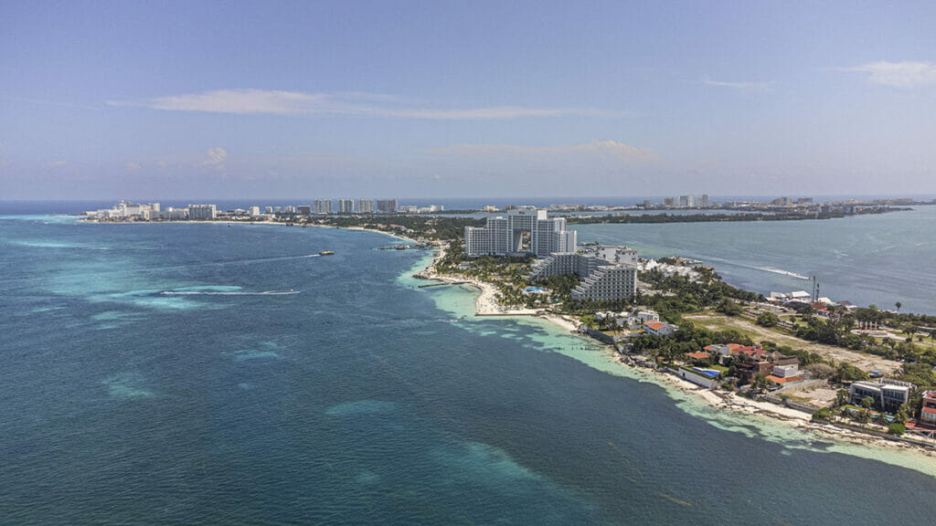 Aerial view of Punta Cancun