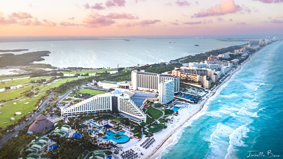 aerial view of the Cancun Hotel Zone