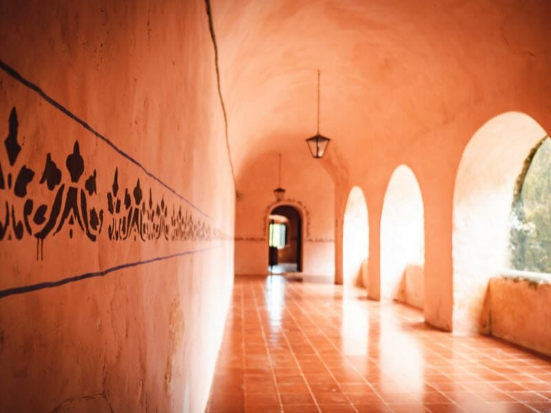 Hallway with round arches of San Bernandino Convent