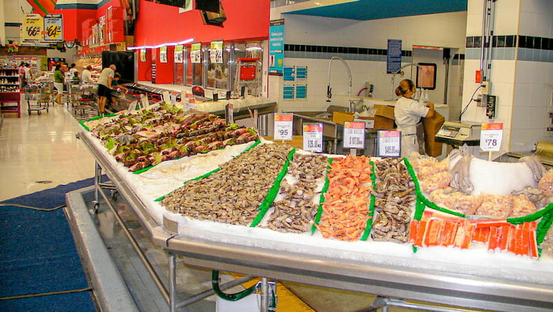View of the fish section in Walmart