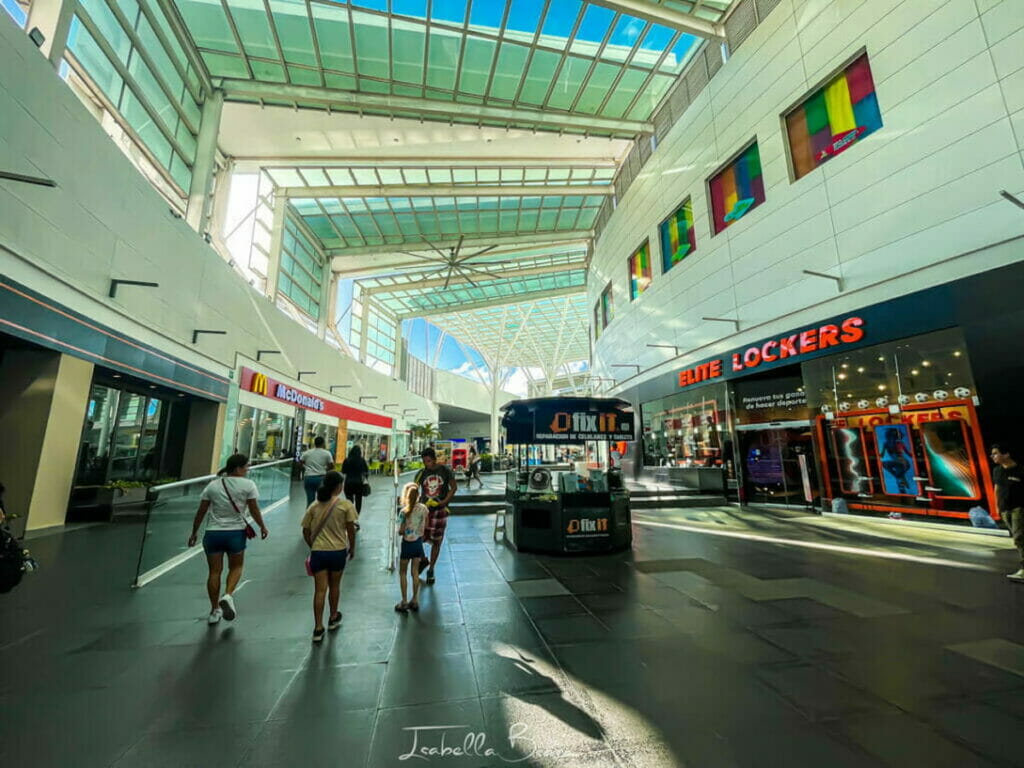 View of the shops and fast food chains at Plaza Las Americas.
