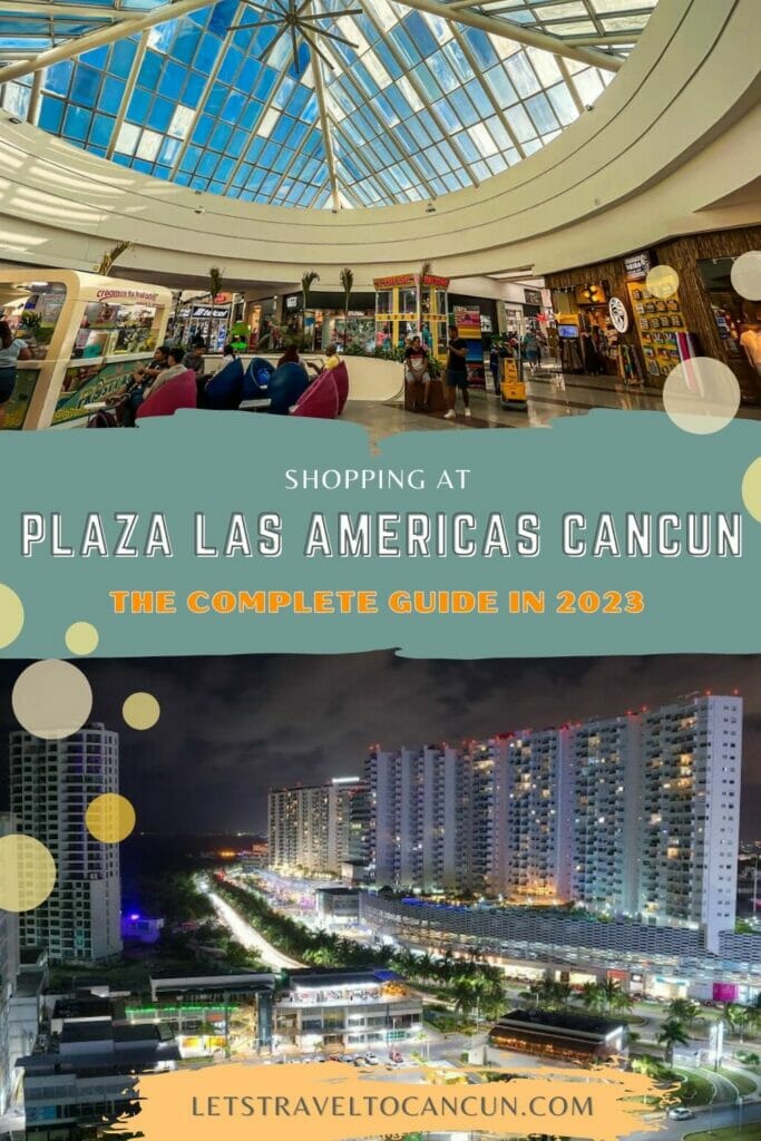 Plaza Las Americas Cancun Pin - view of shops in the mall and its exterior view - this Pin will lead you to Pinterest upon clicking.