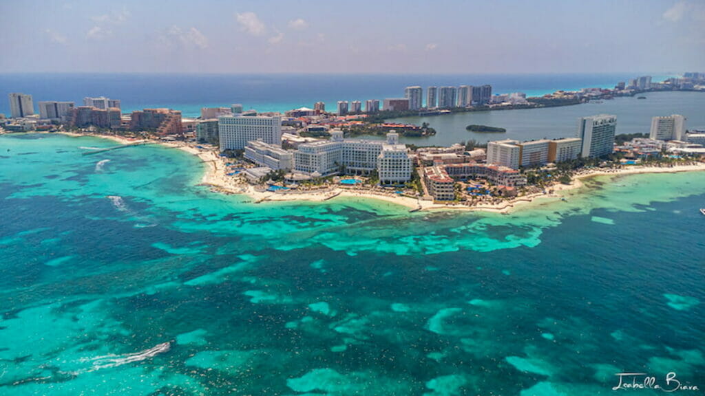 View of Punta Cancun under a clear sky.