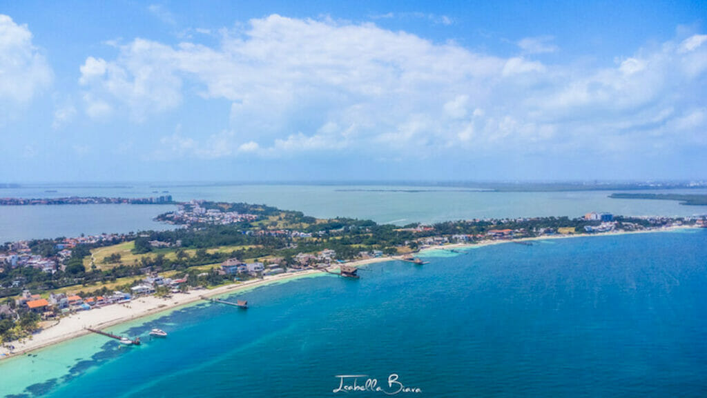 View of the Cancun coastline.
