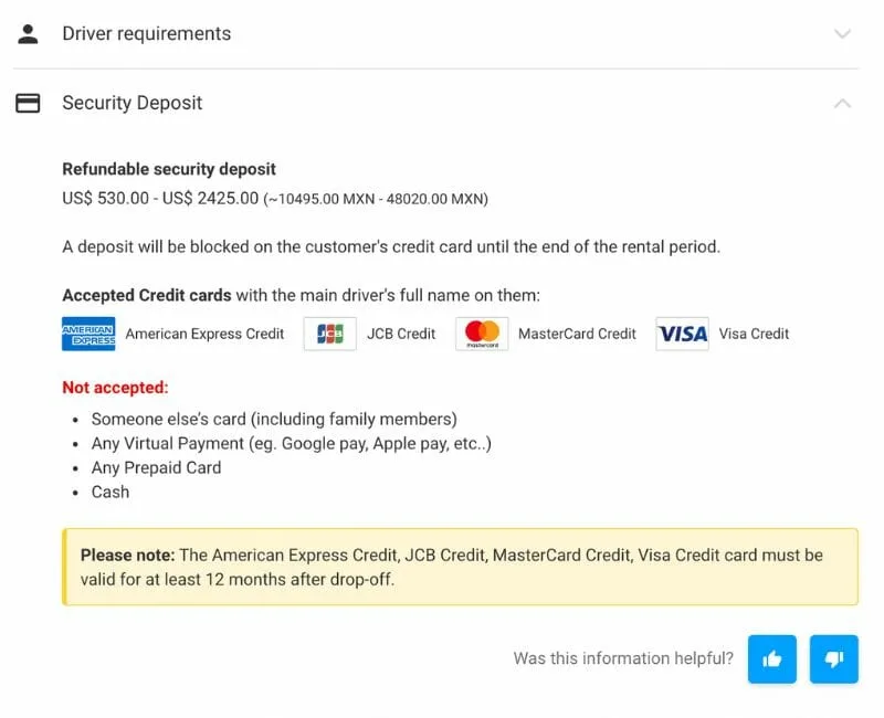 Discover cars terms and conditions of car rental screenshot
