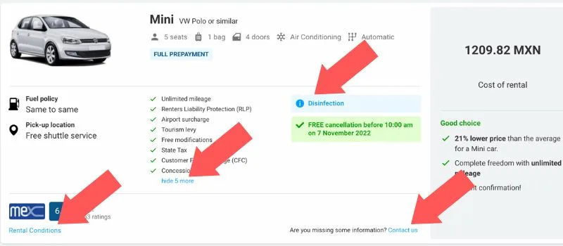 Discover cars booking overview screenshot