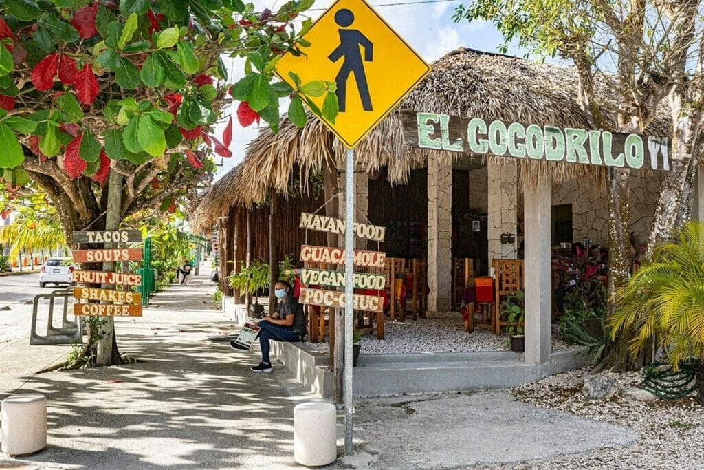 Entrance of El Cocodrilo restaurant - one of the few best places to visit when you travel from Cancun to Coba.