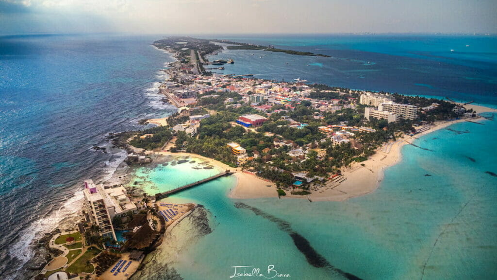 Aerial view of Isla Mujeres Playa Norte.