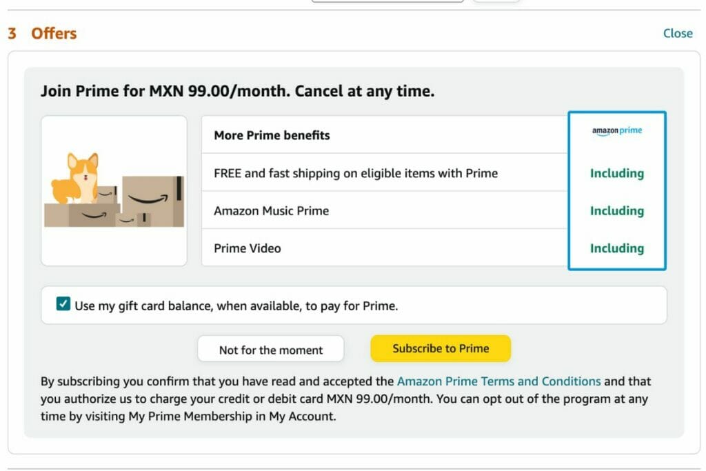 Amazon Prime offer