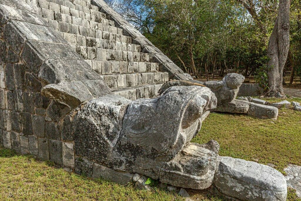 View of the Chichen Itza Snake Statue.