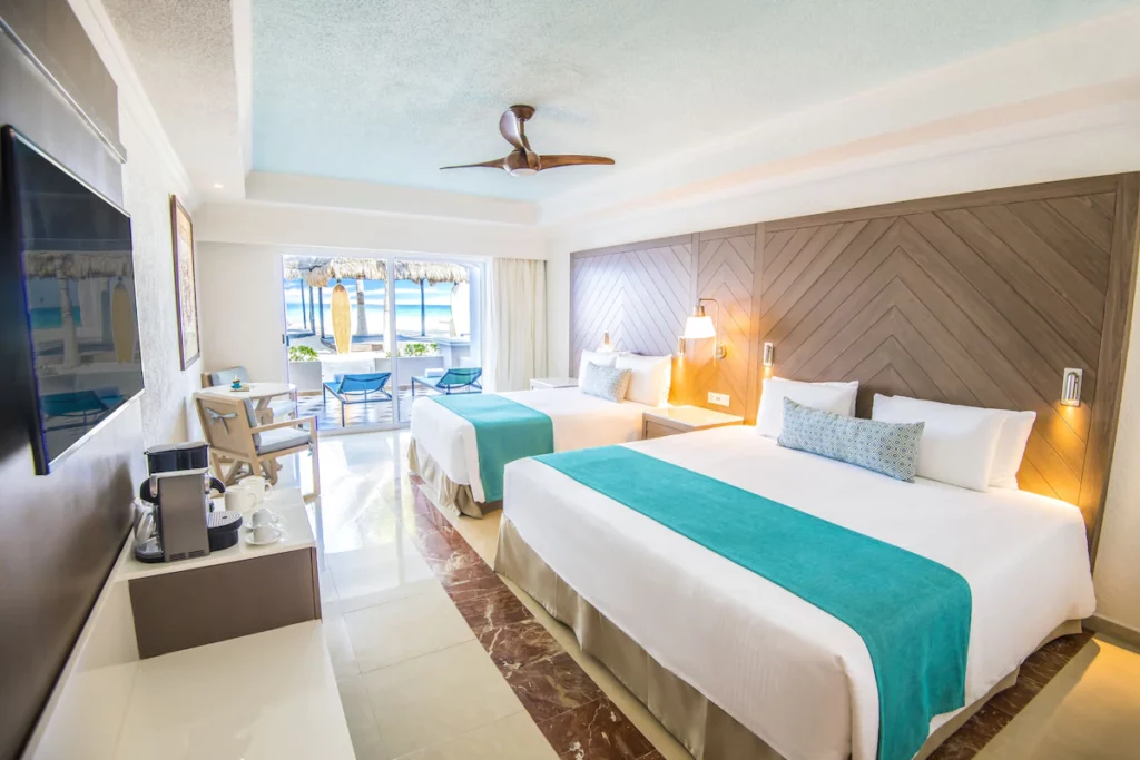 View of the Wyndham Alltra Cancun hotel room.
