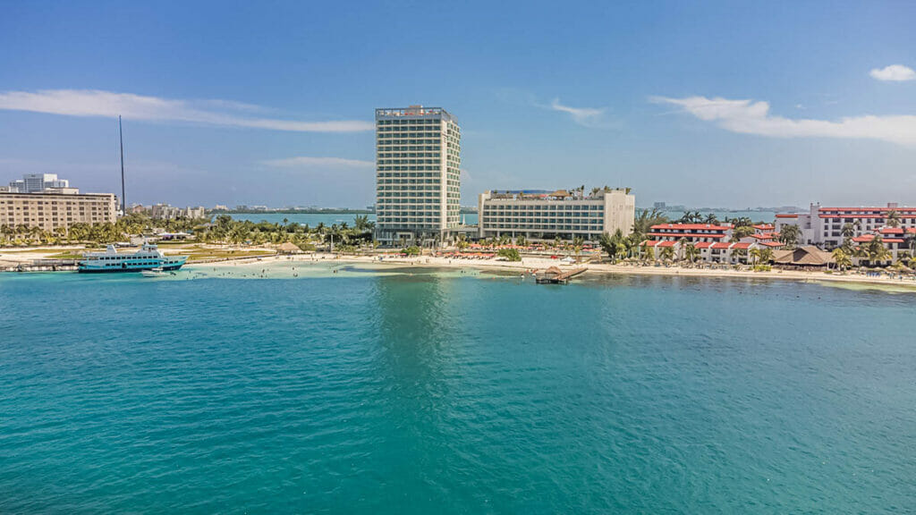 Playa Langosta front view by drone