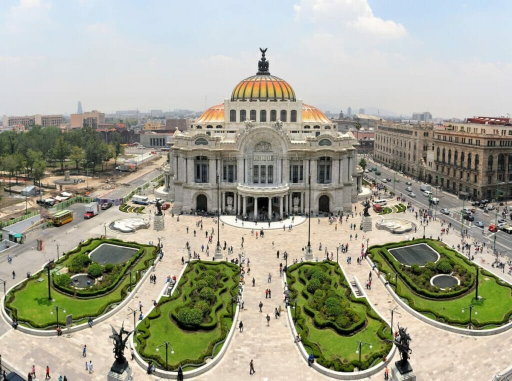 View of the Fine Arts Palace Museum in Mexico CIty.