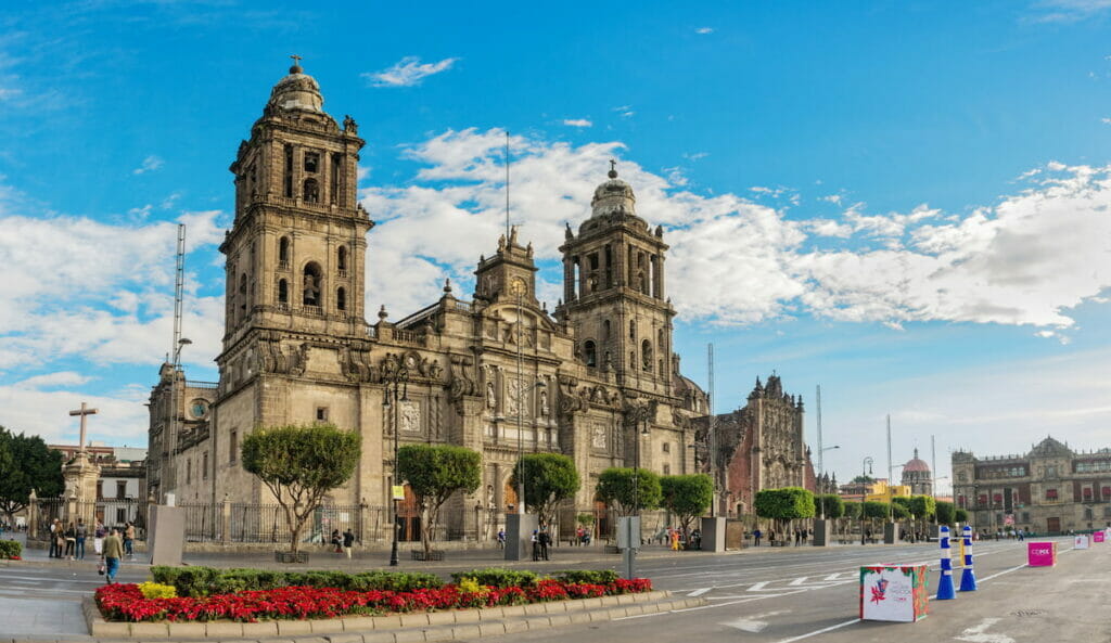 Zocalo Cathedral on a beautiful sunny day.
