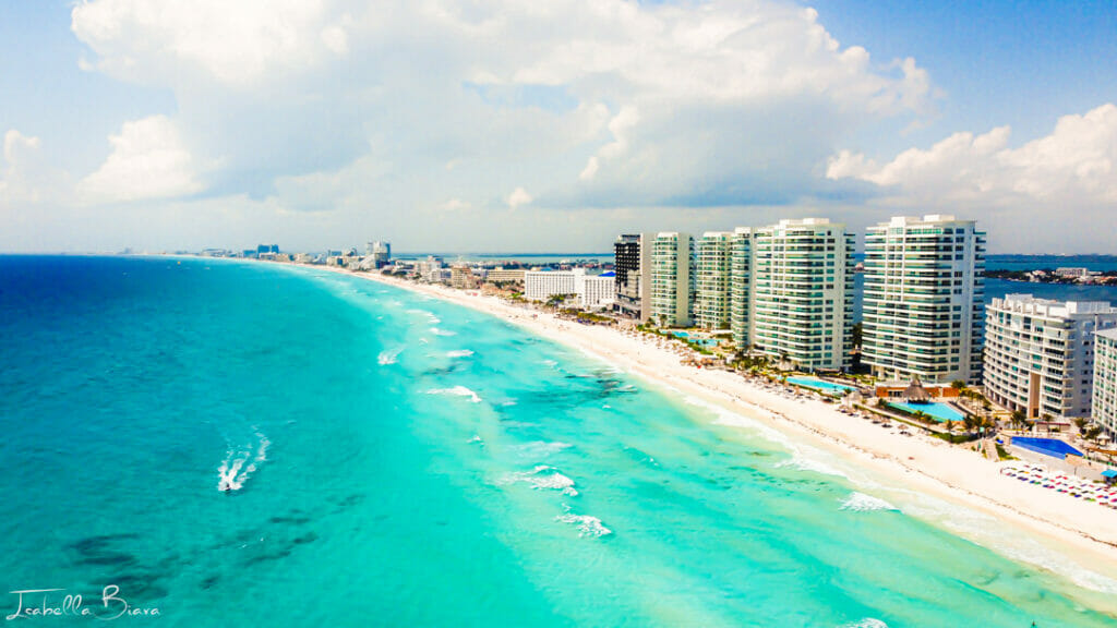 Playa Chaac Mol Cancun Aerial view