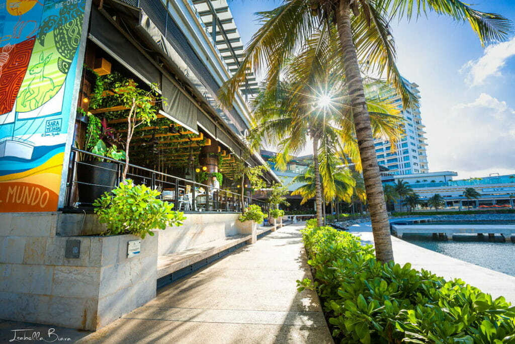 View of Puerto Cancun's seafront.