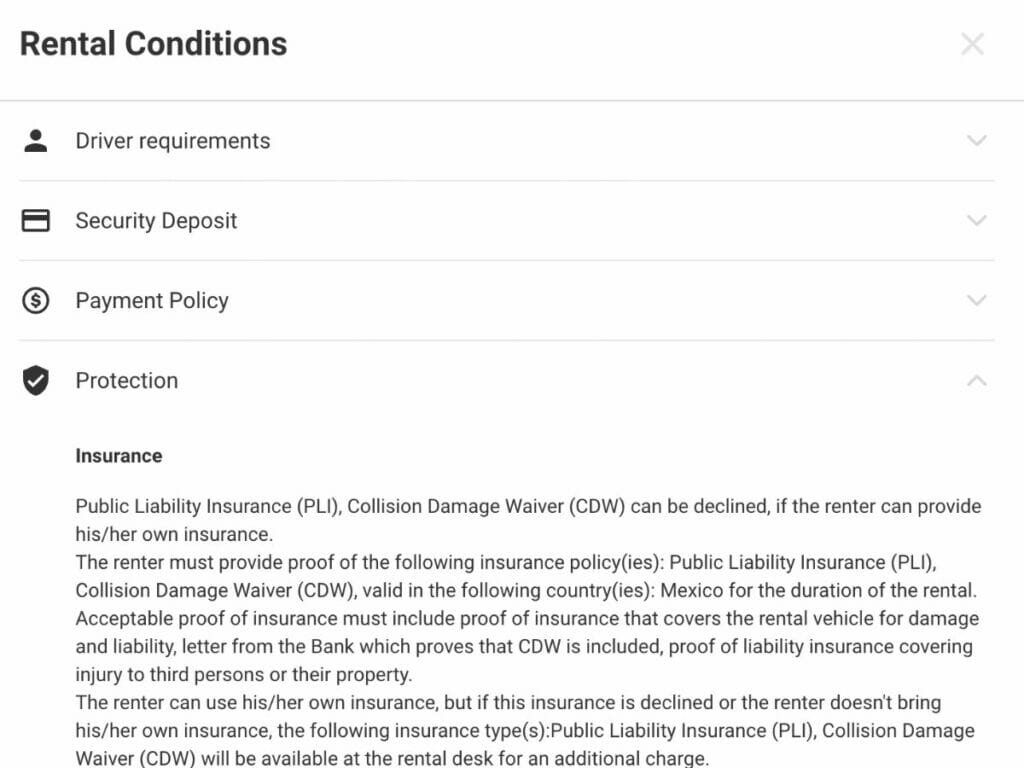 Car Rental Condition