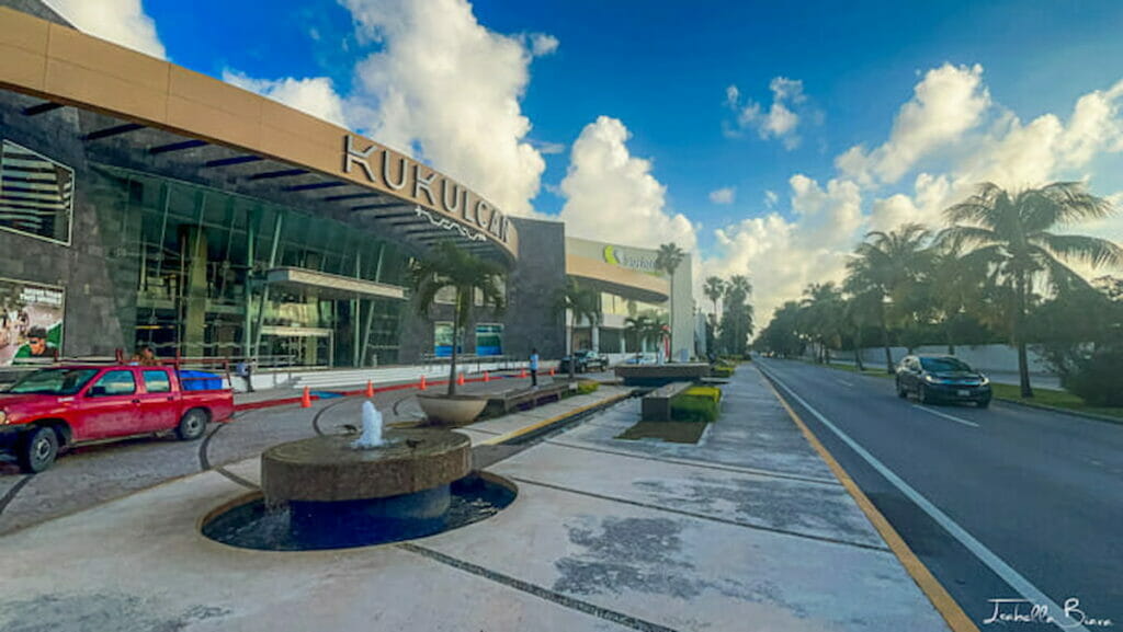 The entrance of Plaza Kukulcan.