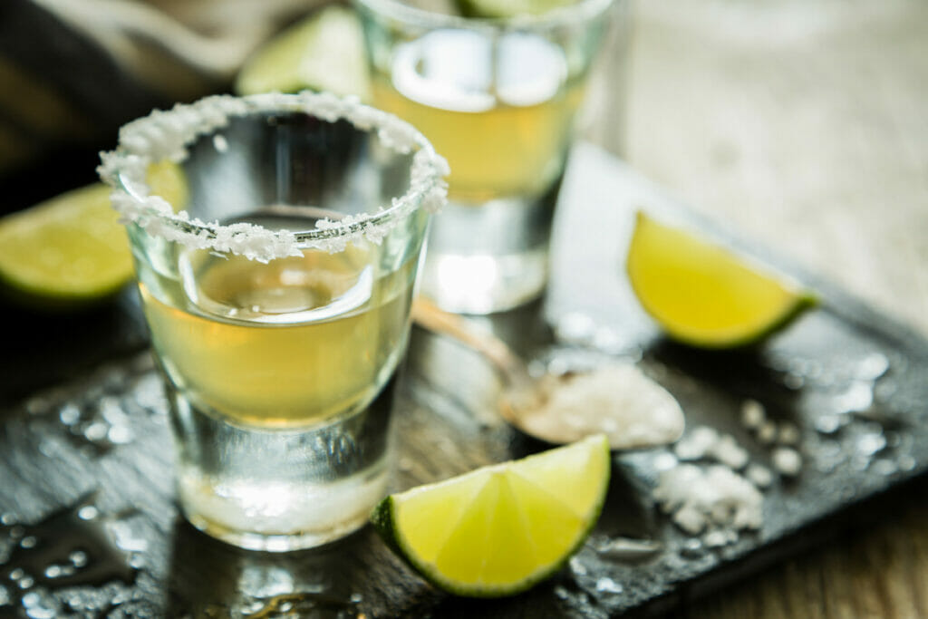 Multiple Mexican tequila shots.