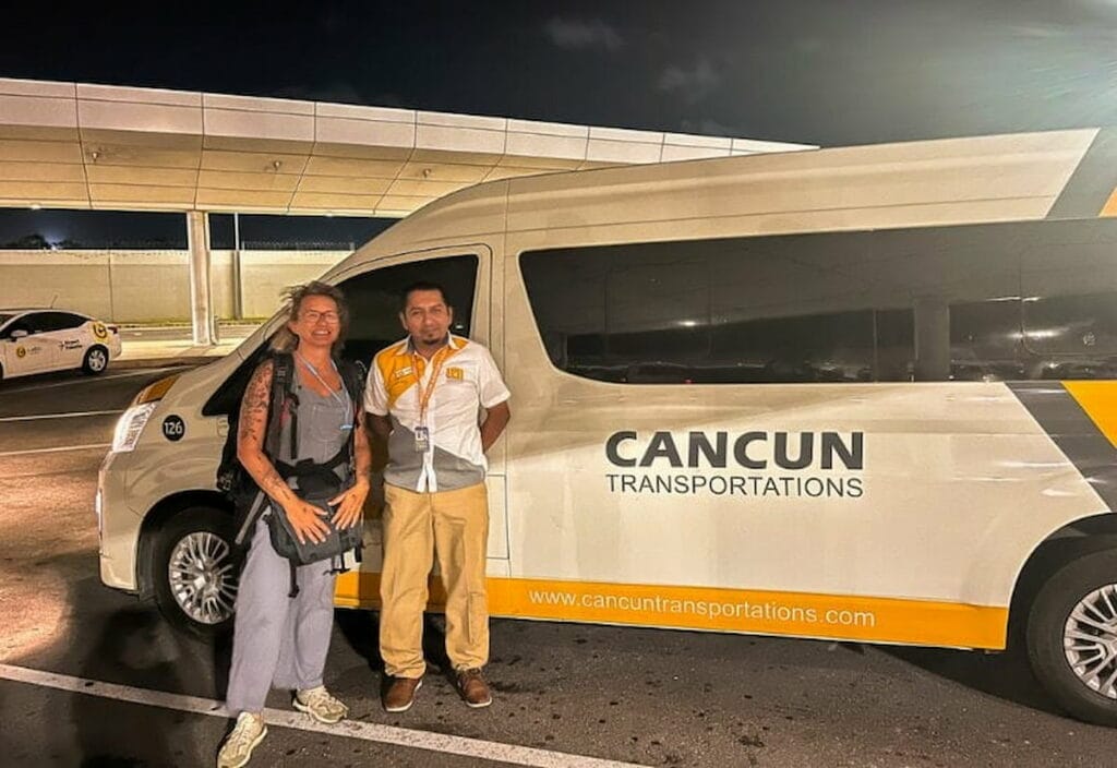 This is me with Miguel the driver and the shuttle that took me to my hotel.