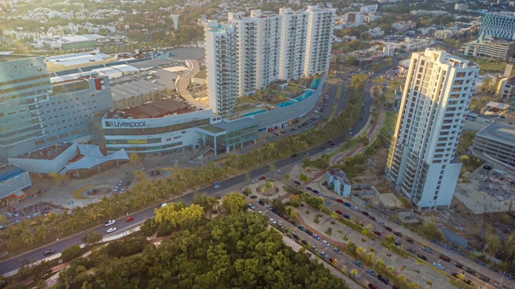 Las America Mall in front of Malecon Tajamar Aerial view