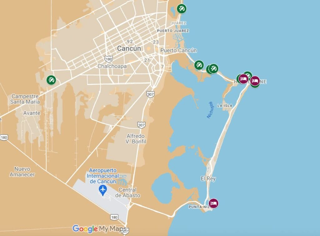 Most swimmable beaches in cancun map 