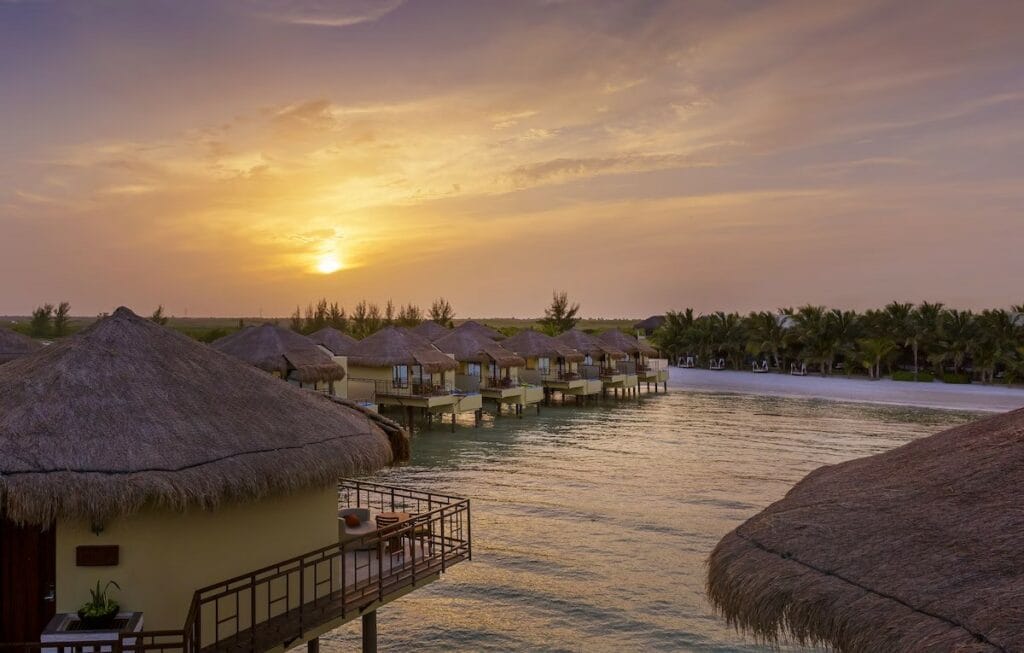 Palafitos maroma at sunset