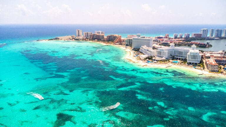 Cancun Beach Aerial View - Away from Cancun Beaches' Most Dangerous Hazard