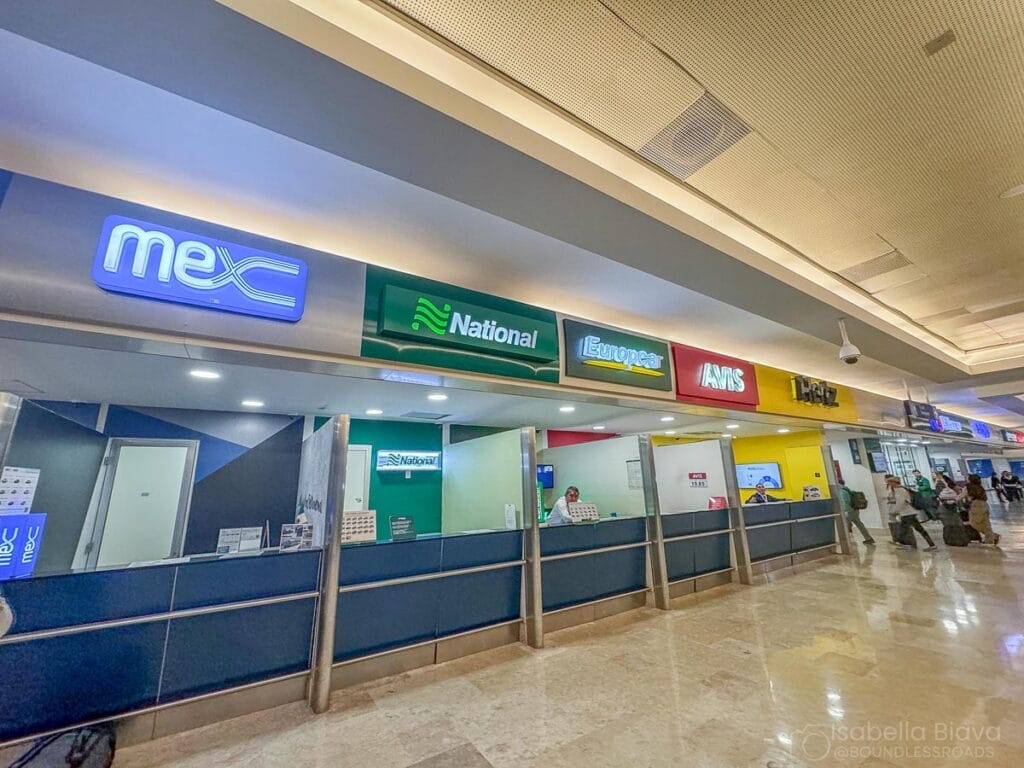 Car rentals boots at Cancun airport
